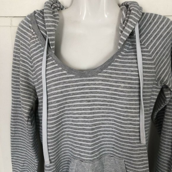 James Perse Size 3 Grey White Stripe Hoodie - Picture 5 of 7